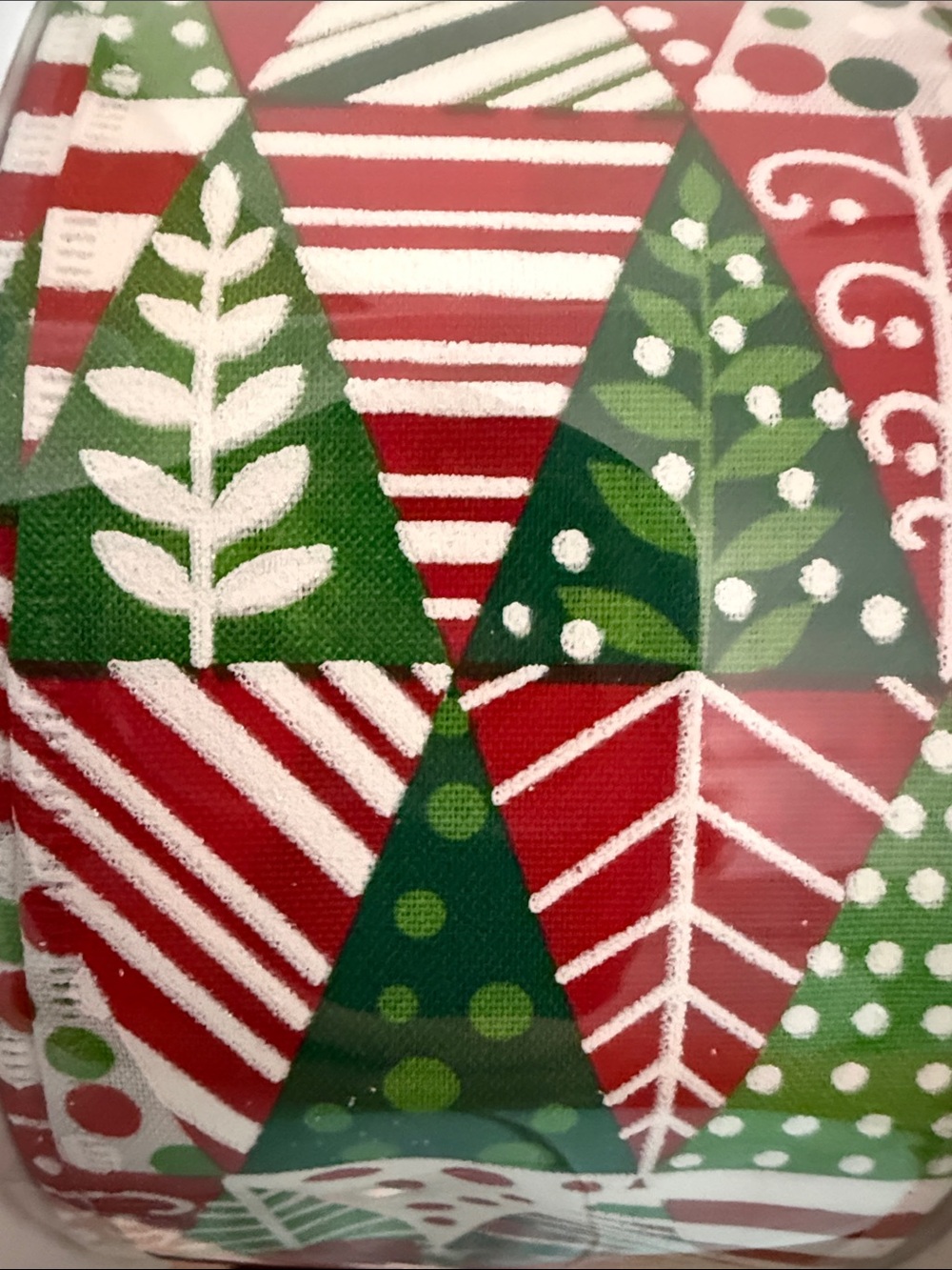 Kirkland Signature Red, Green & White Holiday Triangle Tree Pattern Ribbon 50 yd